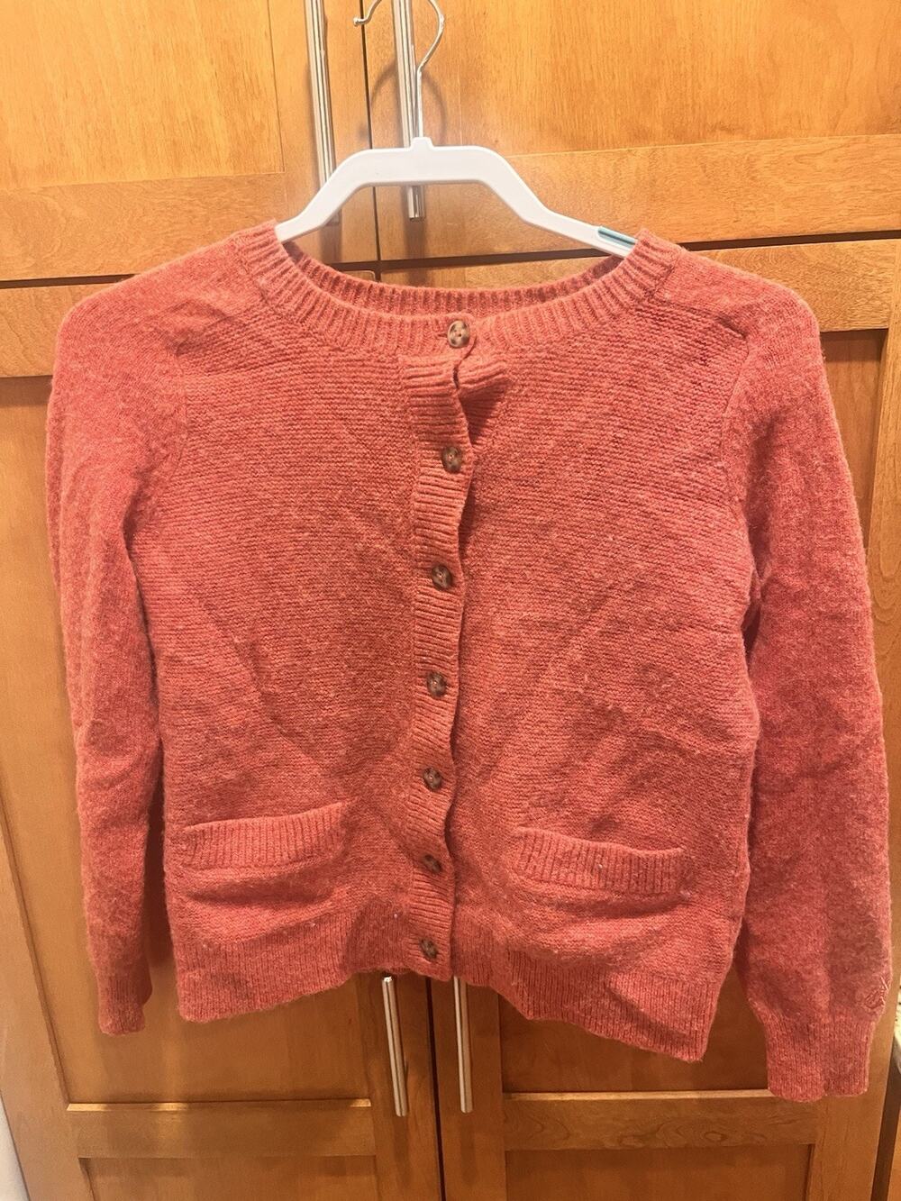 Pendleton Women's Medium Petite Coral Pink Knit Button Front Cardigan Sweater MP